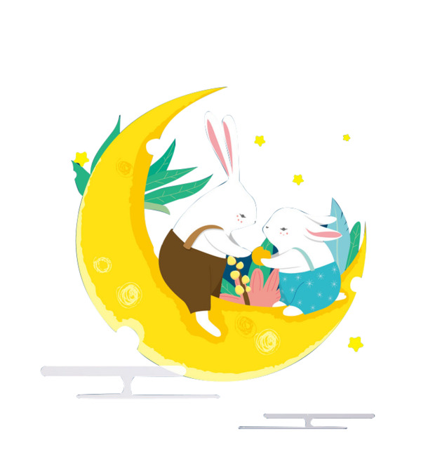 中秋佳节必备，高清PNG透明兔子图片，创意节日元素设计素材下载