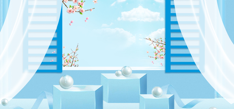 清新蓝窗新品电商素材，淘宝天猫Banner高清JPG/狂欢PSD设计下载