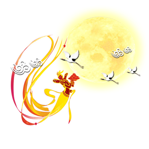 中秋节嫦娥奔月PNG透明图，高清节日元素，设计素材免费下载