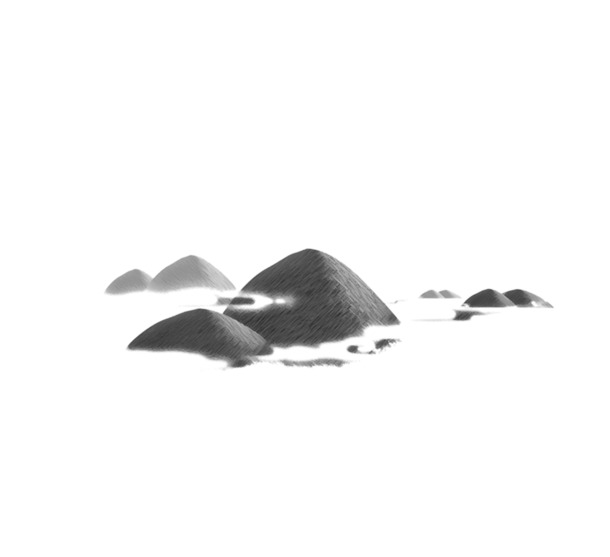 中国风石墨山水画PNG透明高清素材，设计元素下载