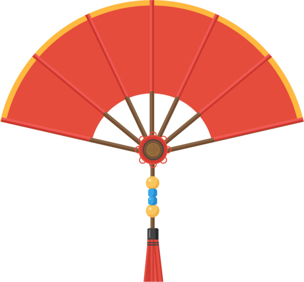 国潮风中国风扇子PNG透明图，AI设计素材，高清下载