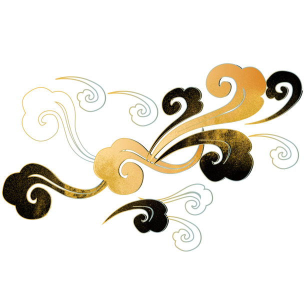 中国风金色云纹渐变PNG透明装饰图片，高清素材下载，设计元素丰富