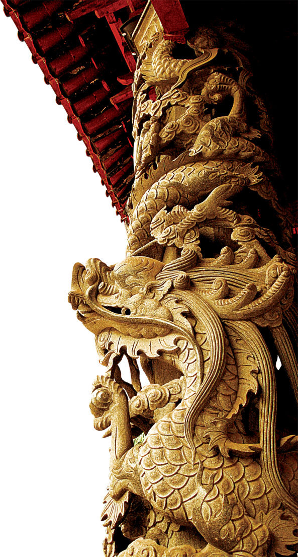 中国传统建筑石柱龙纹雕刻，高清PNG透明图片，中国风装饰元素，设计素材下载