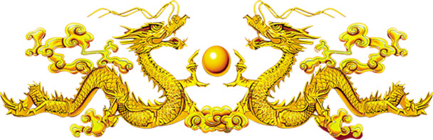 中国风双龙戏珠PNG透明图，传统元素集合，高清设计素材下载