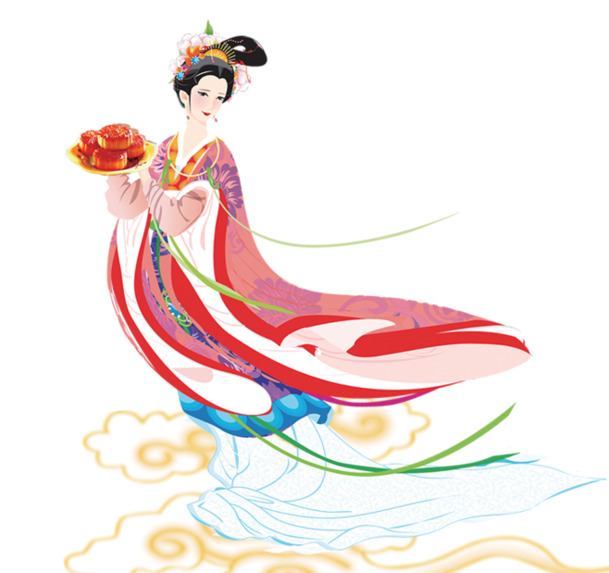 嫦娥奔月高清PNG透明图片，中秋节节日元素，设计素材免费下载