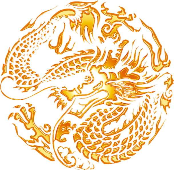 中国风喜庆背景，金色龙图腾展架PNG透明图片，高清装饰素材下载