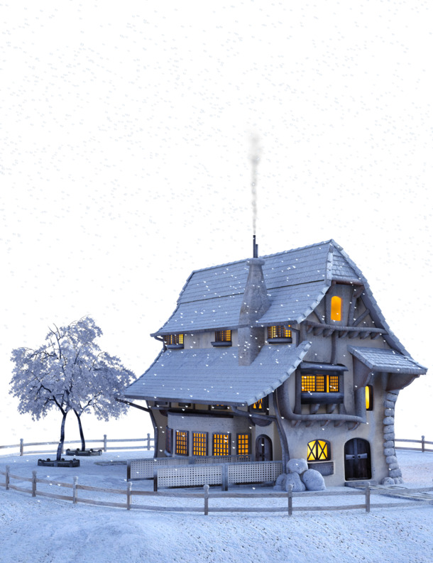 雪屋PNG透明图，高清1476*1920，圣诞节日元素设计素材免费下载