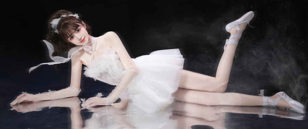 鹿醒公主，纯美白裙美女，高清4K带鱼屏壁纸，3440x1440超高清下载