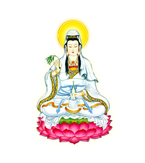 中国风设计素材，卡通观音PNG透明图片，高清装饰元素免费下载
