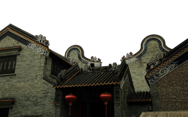 岭南建筑透明PNG图片，中国风装饰元素，高清设计素材下载