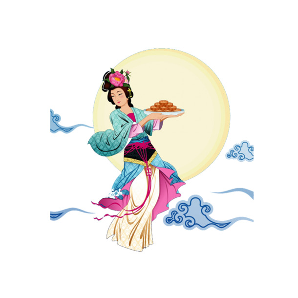 中秋佳节嫦娥PNG透明图，高清PSD设计素材免费下载