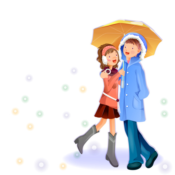 情侣插画PNG透明图，圣诞节日元素，AI格式设计素材，高清下载