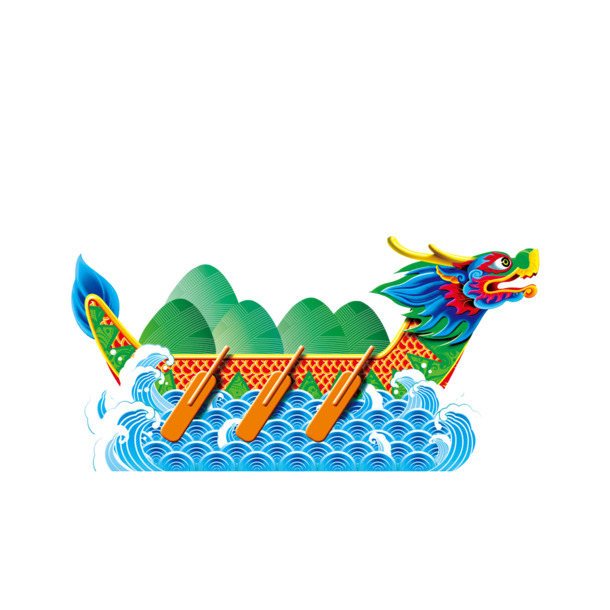 端午节赛龙舟PNG透明图，高清PSD设计素材免费下载