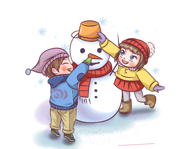 立冬雪人PNG透明图片，高清节日元素，创意儿童主题，一键下载设计素材