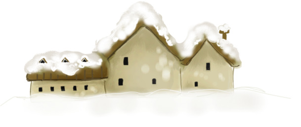 冬季雪景房屋PNG透明海报，圣诞节日元素高清图片素材下载