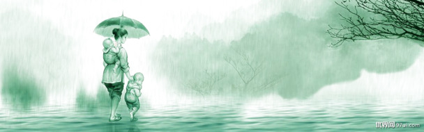 雨中母子PNG素材，高清透明图片，节日元素丰富，一键下载