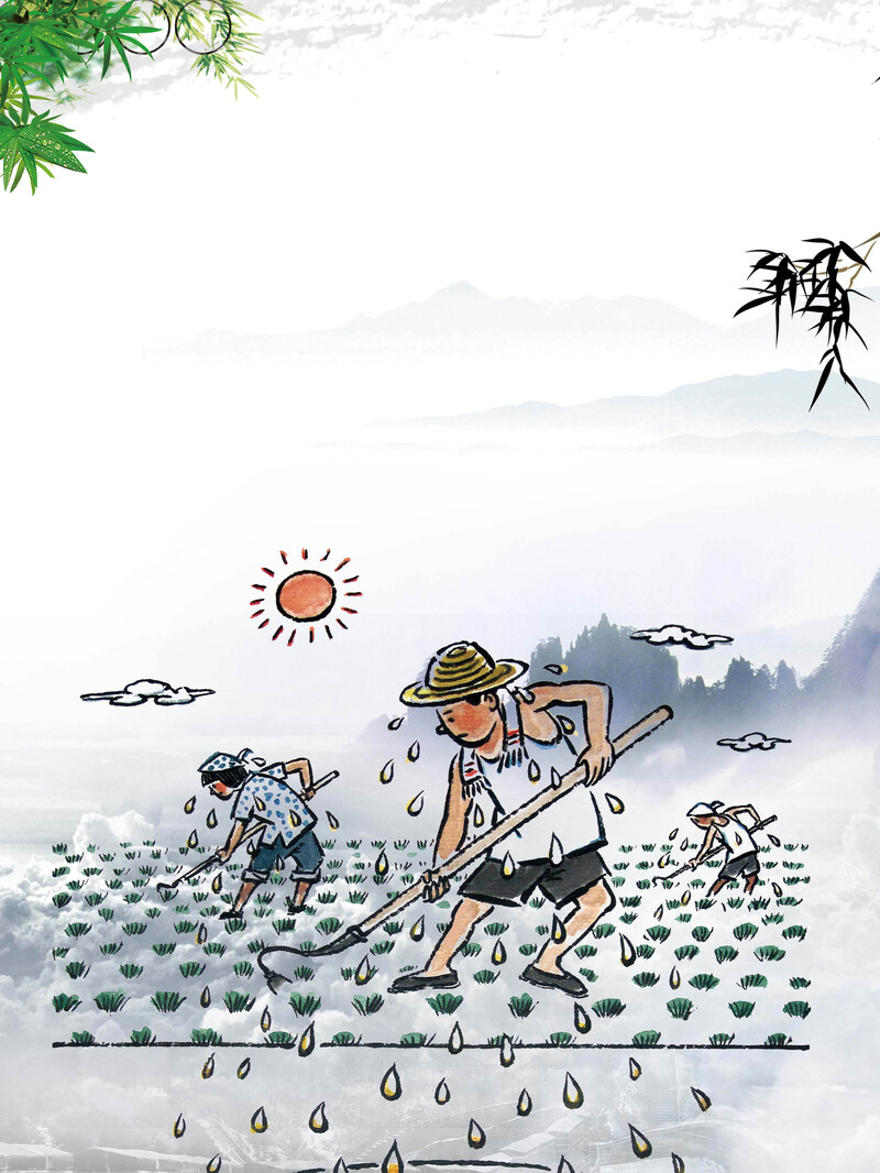 锄禾日当午复古中国风背景素材，高清JPG图片设计资源下载