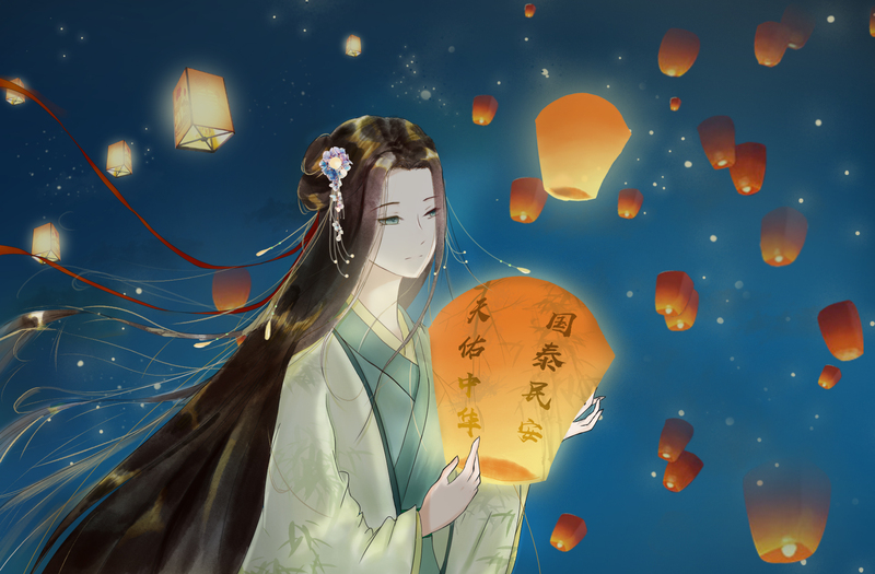 水墨风复古女子人物JPG高清图，中国风设计素材下载