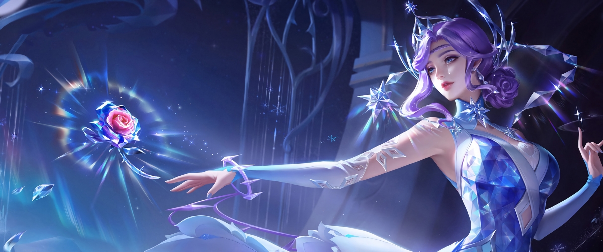 王者荣耀甄姬冰雪圆舞曲，超高清4K带鱼屏壁纸，3440x1440精美游戏图片下载