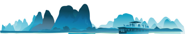 湖光山色矢量图，中国风高清PNG透明素材，下载即用