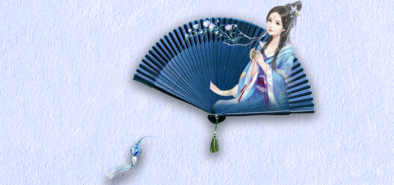 古风蓝调质感，中国风平面Banner素材，高清JPG与PSD下载