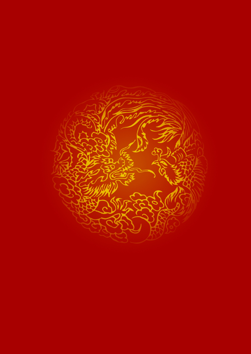 复古中国风红底龙凤邀请函背景素材，高清JPG与PSD格式下载
