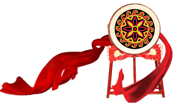 彝族大鼓纹样PNG高清透明图，中国风装饰元素，设计素材下载