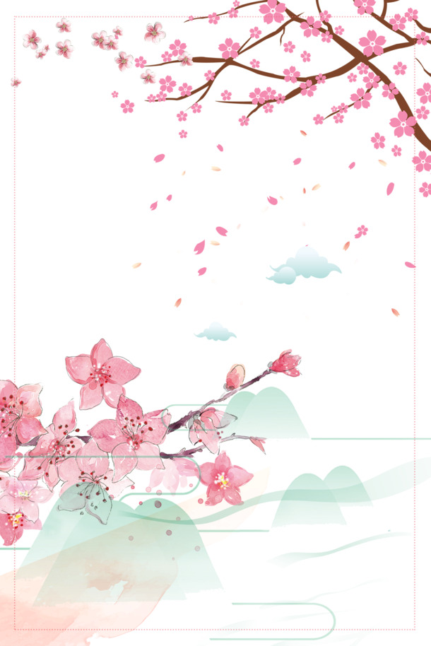 手绘花朵PNG透明图，中国风装饰元素，高清PSD设计素材下载
