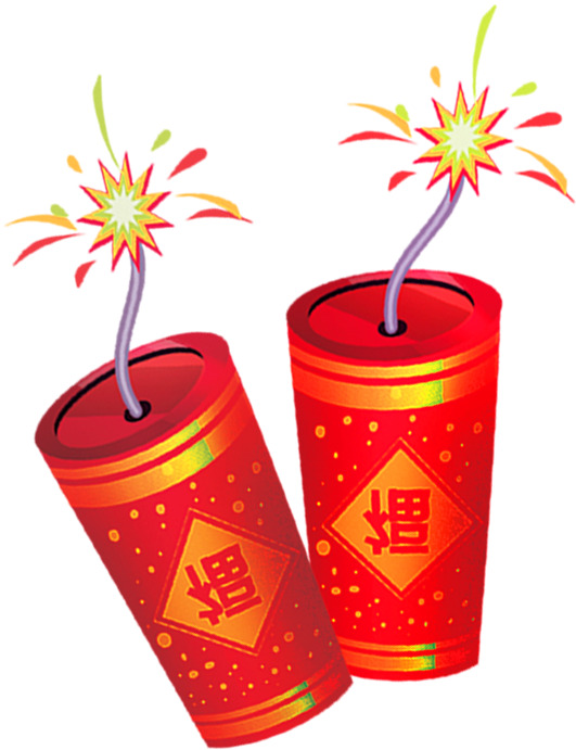 中国风过年装饰，红色鞭炮PNG透明图，高清下载，创意元素素材
