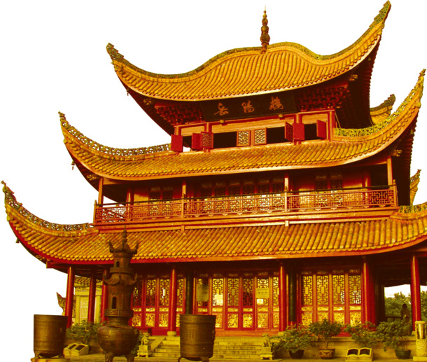 古典中国建筑典范，岳阳楼PNG透明图，国风装饰元素，高清素材下载