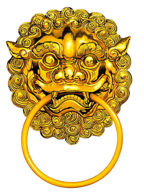 古代文物装饰元素，门扣PNG透明图片，中国风高清设计素材下载