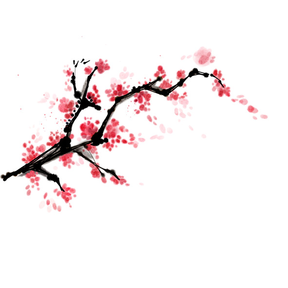 清明梅花PNG透明图，节日元素下载，含其他节日PSD设计素材
