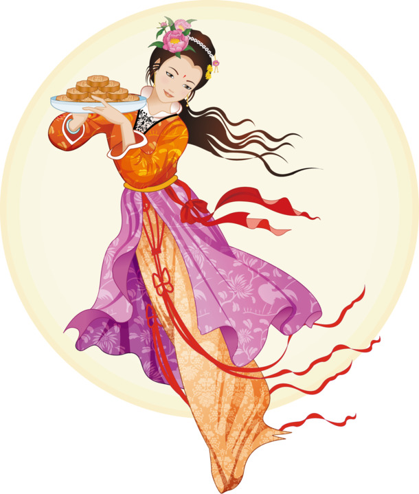 中秋佳节必备，嫦娥玉兔矢量PNG，透明高清AI格式节日素材下载