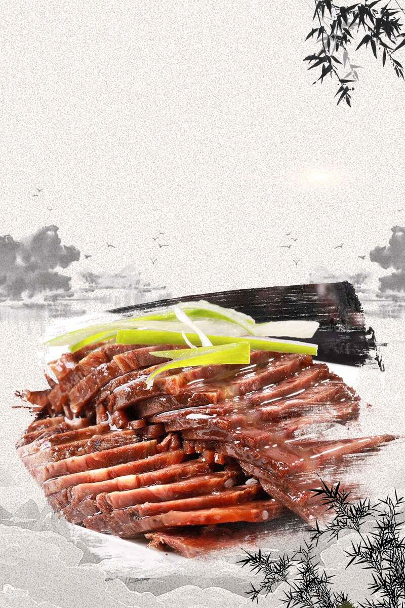 复古中国风美食酱牛肉宣传素材，高清JPG/PSD格式下载