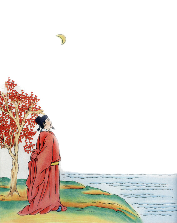 中国风观月图片，高清PNG透明装饰元素，设计素材免费下载