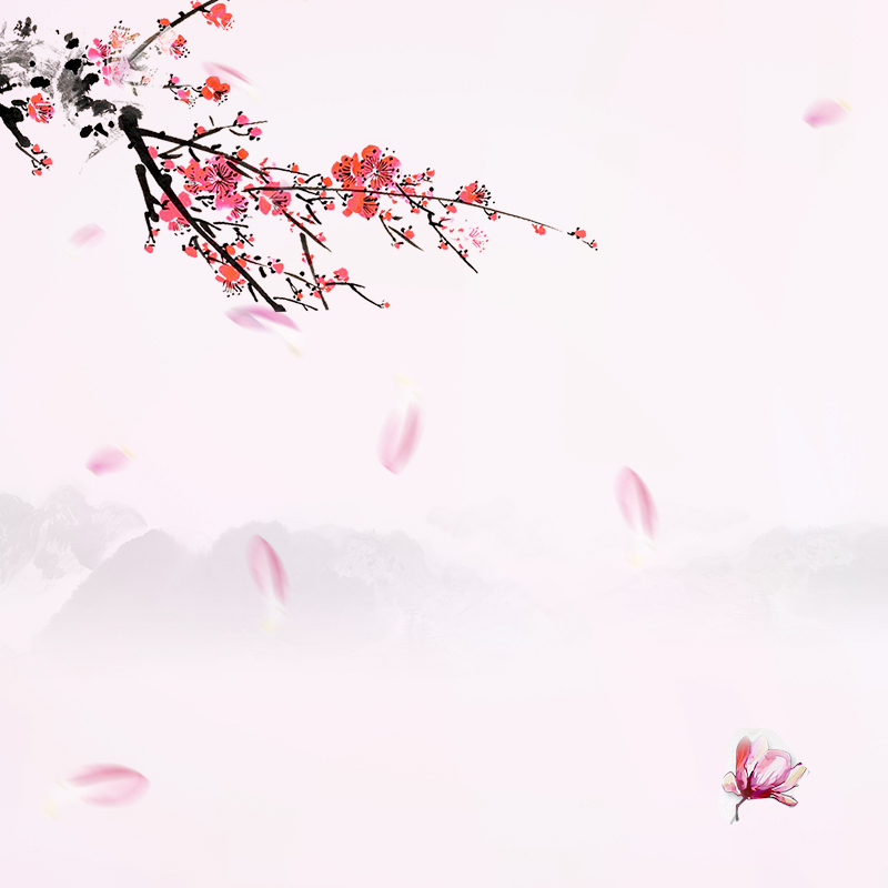 中国风水墨梅花PSD分层主图，复古高清JPG背景素材，设计下载必备