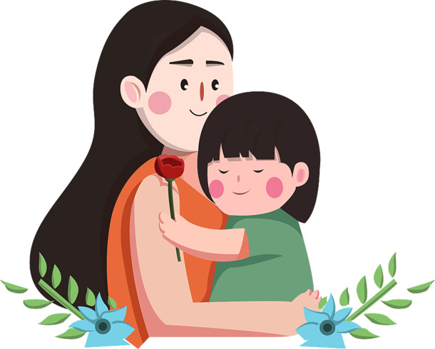 母子手绘节日元素，高清PNG透明图片与PSD设计素材下载