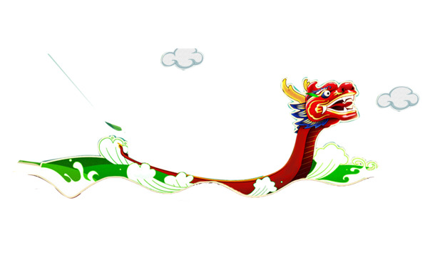 端午节龙舟PNG透明图，高清素材下载，节日元素设计必备
