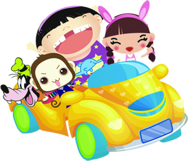 卡通小孩驾驶玩具车，高清PNG透明图片，节日氛围浓厚，六一儿童节设计素材下载
