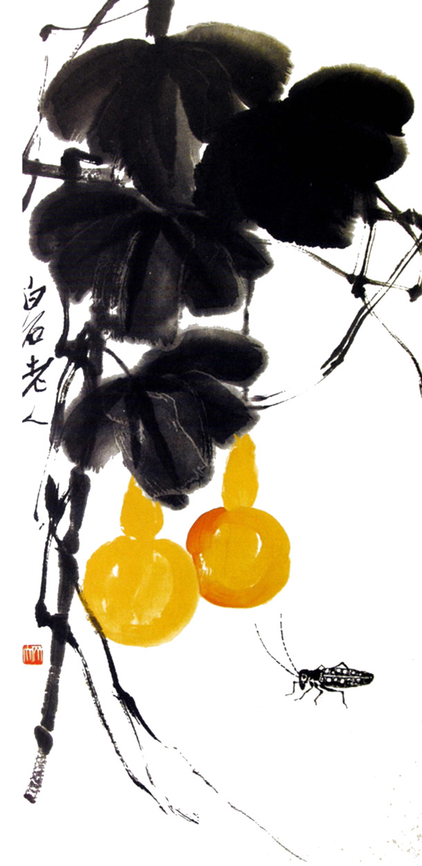 国画葫芦PNG透明图，中国风装饰元素，高清素材免费下载