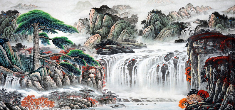 复古中国风山水水墨画高清JPG图片素材，设计必备下载