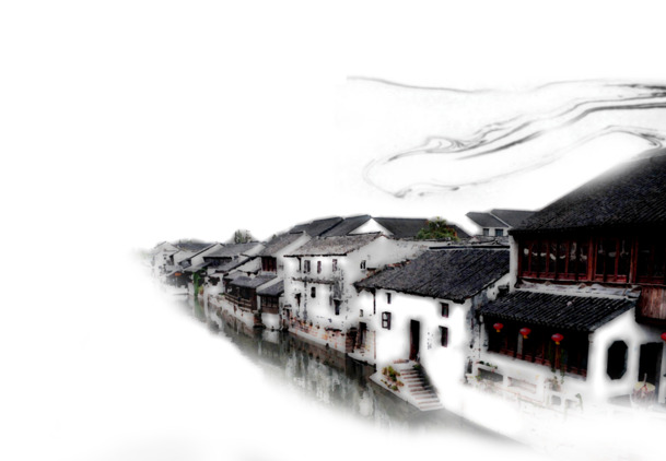 中国风古镇建筑PNG透明图片，高清装饰元素，设计素材免费下载