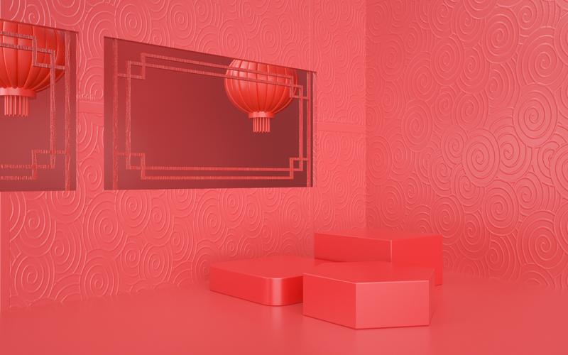国潮风C4D微场景，复古中国风JPG图片素材，高清下载