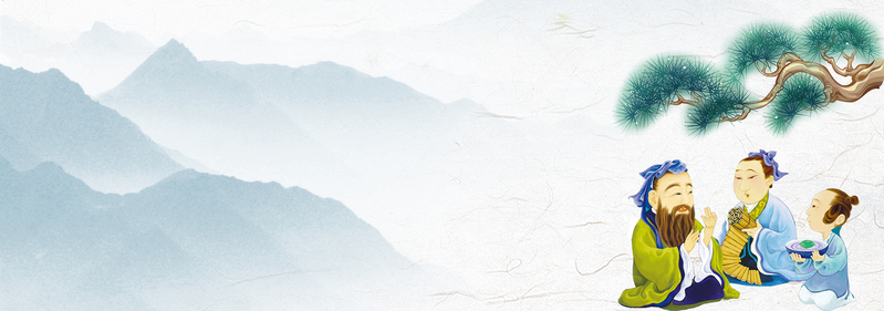 古代教师节文艺古典蓝色banner，复古中国风高清JPG与PSD设计素材下载