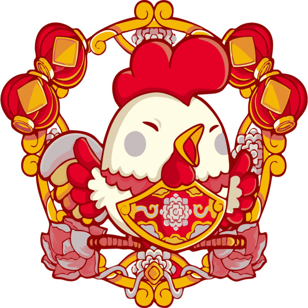 矢量卡通鸡年PNG图案，可爱装饰元素，高清透明，节日设计素材下载