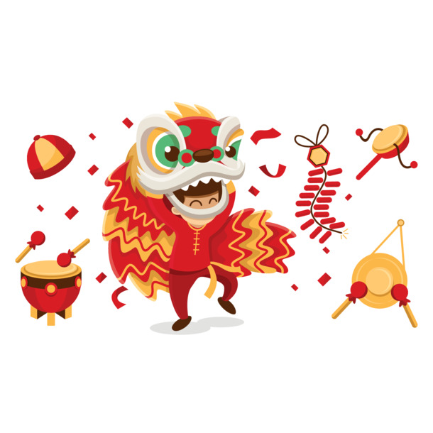 中国风舞狮矢量图，高清PNG透明素材，AI格式设计元素下载