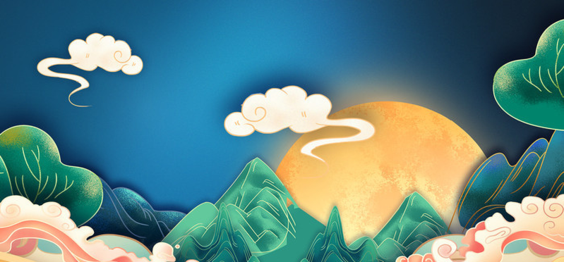 中秋佳节中国风插画背景，复古高清JPG图片设计素材免费下载