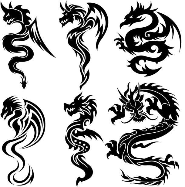 中国风矢量龙PNG透明图片，高清EPS设计素材下载
