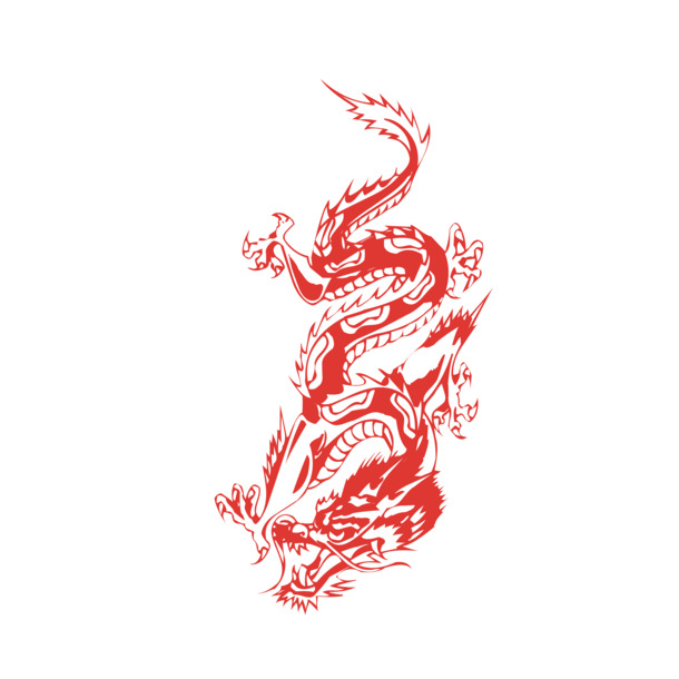 中国风手绘龙像PNG透明图，高清装饰元素，AI格式设计素材免费下载