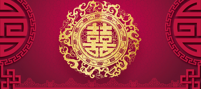中国风复古高清JPG/PSD设计素材，中国红banner图片下载